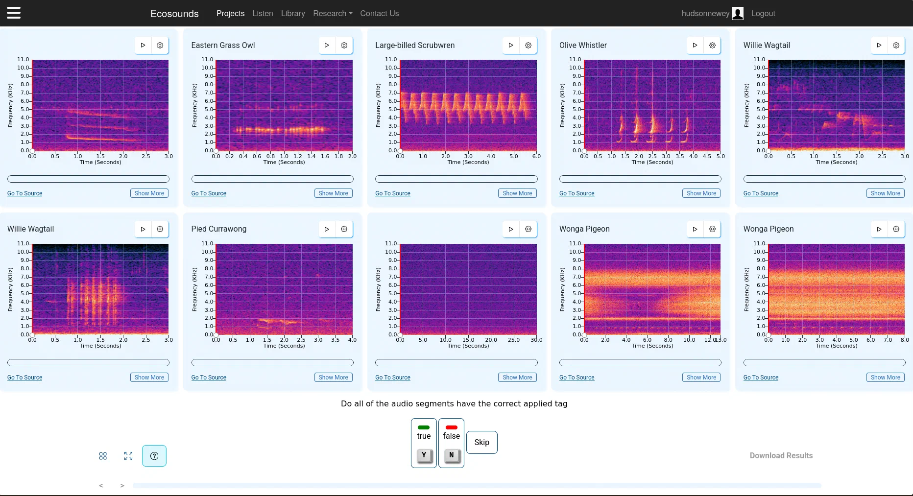A verification grid deployed on Ecosounds